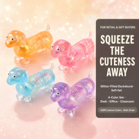 Jouet sensoriel Teckel Squishy en TPR à remontée lente, anti-stress, à presser, avec gel et paillettes, cadeau apaisant