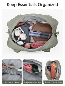 <b>Custom</b> Quilted Nylon Portable Travel Utility Tote Shoulder Bag with Detachable Strap Matching Cosmetic Puffer Pouch - Product Image 3
