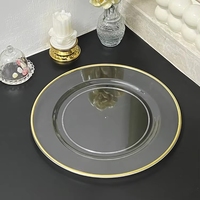 Assiette de présentation ronde en plastique dorée de 13 pouces sur mesure pour la décoration de mariage (vente en gros)