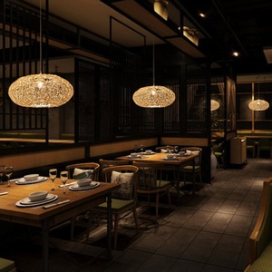 Lámpara colgante de ratán de estilo japonés, redonda, E27, LED, para restaurante, sala de té, decoración interior Zen - Product Image 2