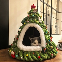 Neues Design Weiches Großhandels-Weihnachtsbaum-Katzenbett Winterwarmes Haustierbett Hundebett Grünes Katzenbett