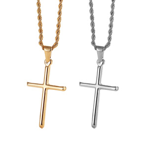 Colar Vintage Barroco com Cruz, Pingente Crucifixo em Ouro 18k, Corrente de Aço Inoxidável, Colar com Pingente de Cruz de Jesus para Homens - Product Image 1