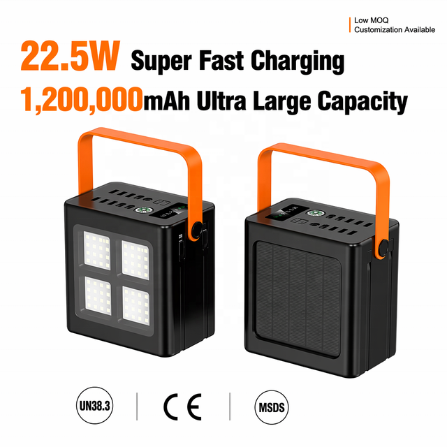1,200,000mAh Ultra Large Capacity Power Bank 22.5W Super Fast Charging Portable Power Station with  Solar Panel for Outdoors