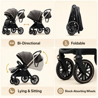 Poussette Bébé Pliable Bidirectionnelle avec Roues Amortissantes, Position Allongée et Assise, Vente en Gros
