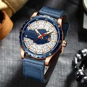 Reloj Deportivo de Lujo para Hombre con Movimiento de Cuarzo, Caja de Aleación, Correa de Cuero, Resistente al Agua y con Calendario - Product Image 6