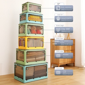 Boîte <span class=keywords><strong>de</strong></span> <span class=keywords><strong>rangement</strong></span> pliable extra-large, organisateur en plastique, placard, vêtements, literie, accès cinq côtés, conteneur à jouets avec roulettes - Product Image 4