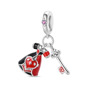 Nuevo Dije Original de Plata de Ley S925, Abalorio de Cuento de Hadas con Reloj, Castillo, Llave Mágica, Amor Rojo, Colgante para Pulsera DIY, Joyería para Mujer - Product Image 2