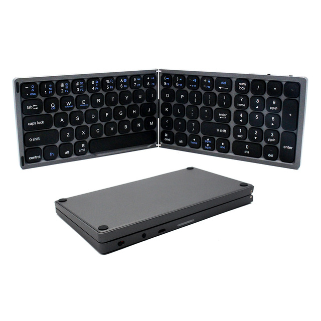 Wireless Keyboard Mini Two Fold BT Keyboard for Mobile Phone Tablet Computer Office Portable Lightweight Three System Universal