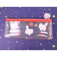 Personnalisé Simple Mignon Vent Niche Transparent Trousse pour Filles Portable PU Dessin Animé Papeterie Sac avec UV Imprimé Fermeture Éclair
