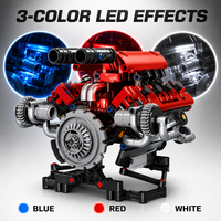 Kaiyu K96203 Ales, Juego de Bloques de Construcción con Luces LED, Motor LED, Coche V8 Electrónico para Niños, Juguete de Construcción Mecánica STEM