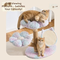 Vente en gros usine Arbre à chat moderne de luxe avec motif floral, Maison pour animaux, Lit doux pour chat, Poste à gratter en sisal pour grimper et sauter, en bois massif pour