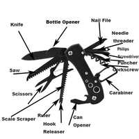 Couteau pliant multifonctionnel avec manche en aluminium, acier inoxydable, scie, ciseaux, tournevis, ouvre-bouteille, tire-bouchon, outil de plein air