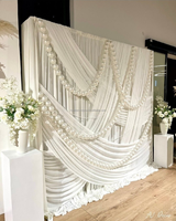 Support d'arche de rideau en forme de S pour mariage, support d'arche en fer style vague, toile de fond métallique en forme de S pour mariage avec draperie