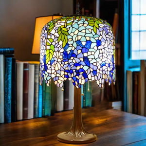 Tiffany Đèn Bàn Wisteria Hoa Phong Cách Kính Màu Đèn Bàn Làm Bằng Tay Chụp Đèn Phòng Ngủ Phòng Ngủ Nghiên Cứu Không Khí Ánh Sáng - Product Image 2