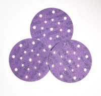 Disque de film crochet en céramique OEM de 6 pouces Papier de verre automobile durable avec multi-trous Disques de ponçage à film crochet violet