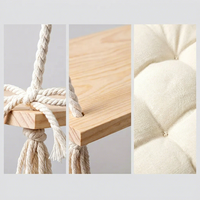 Hamac suspendu pour chat en bois massif avec corde en coton, étagère de fenêtre suspendue pour chat, coussin lavable pour intérieur, vente en gros OEM