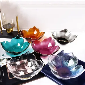 Bol à salade créatif japonais or Phnom Penh pétales bol à glace en verre clair salon maison bol à fruits assiette à fruits vaisselle - Product Image 3