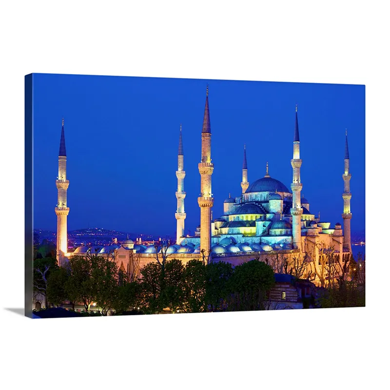 Турецкие принты жикле, современное настенное искусство, настенные картины на заказ с изображением синей мечети, печать на холсте, картина маслом для домашнего декора
