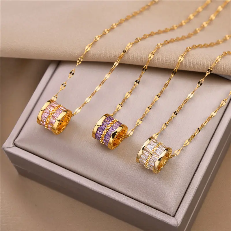 2021 New Arrival Designer Jewelry 18K Gold Stainless Steel Roman numerals Diamond Necklace For Women Jewelry Making