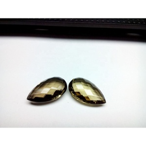 พลอยลูกแพร์เหลี่ยมเพชรพลอยธรรมชาติ briolette ควอทซ์15X25mm - Product Image 1