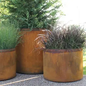 Customized Indoor Home Outdoor Raised Garden Corten Steel Large Planters Rectangular Planter Box Flower Pot