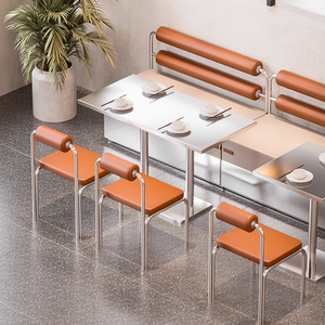 Phong cách công nghiệp ghế thép không gỉ căng tin đồ nội thất khách sạn thương mại cho nhà hàng bàn ăn và Ghế kết hợp - Product Image 3