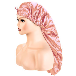 غطاء جديلة شعر من الساتان الأسود بطبقة واحدة للنساء قابل للتعديل مع غطاء مجفف للإغلاق مع زر للاستخدام اليومي - Product Image 1