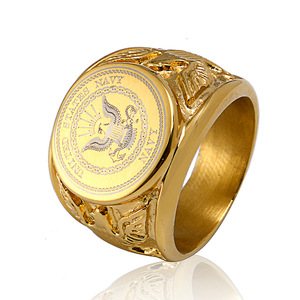 Anillos de sello de escudo de águila de acero inoxidable de EE. UU. personalizados para ejército/Marina/Cuerpo de Marines y joyería militar patriótica de la Fuerza Aérea para hombres - Product Image 1