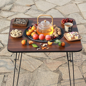 Moderno Premium della fabbrica cinese Barbecue a carbone pieghevole tavolo quadrato in legno con camino in ferro - Product Image 2
