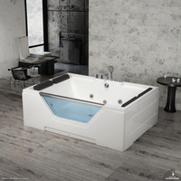 Nouvelle baignoire à remous multifonctionnelle autoportante en acrylique moderne avec lumière LED, pour usage hôtelier, robinet inclus