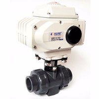 Vanne à boisseau sphérique motorisée en PVC UPVC DN65 de 2,5 pouces, 2 voies, 220V/24V, à double union, pour le contrôle électrique de l'eau