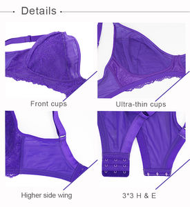 OEM 32 Soutien-gorge Bralette Taille XXXXL Grande Taille, en Dentelle Sexy Mature, en Maille Transparente et <span class=keywords><strong>Diaphane</strong></span>, Ensemble de Lingerie - Product Image 5