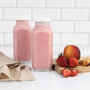 Narrow Mouth Smoothie Glass Square Cap Beverages Drinking Mason Jar 16 Oz 32 Oz Glass Juice Bottles With Lids - Product Image 3