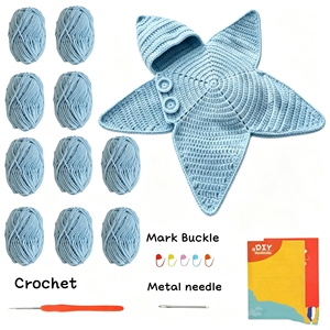 <span class=keywords><strong>Couverture</strong></span> en fil de coton personnalisée à faire soi-même avec motif étoile de mer, avec instructions, <span class=keywords><strong>crochet</strong></span> DIY pour débutantes, cadeau fait main pour femmes, vente en gros - Product Image 2