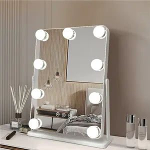 10x Magnification Mirror Smart Touch Control 3colors Dimmable Light Aluminum Hollywood Mirror Vanity Makeup Mirror With Light