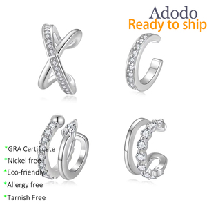 Korea gaya segar perhiasan 925 perak asli VVS penuh Moissanite telinga kait tanpa telinga tincingear halus manset anting untuk wanita - Product Image 1