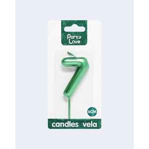Vela de Cumpleaños con Número 7, Color Verde, 6 cm, de Party Love - Product Image 2