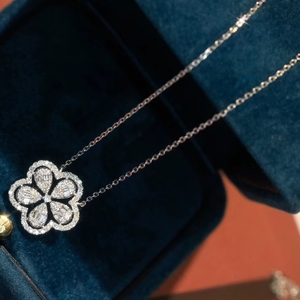 Collier Xinfly en or blanc 18 carats avec diamants naturels ronds en forme de fleur de 0,35 carat, tendance - Product Image 5