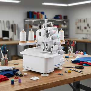 Machine à coudre surjeteuse 550 W, épaisseur de couture 5,5 mm, capacité 2-3-5 fils, éclairage LED, cadre métallique, pour ateliers de confection - Product Image 2