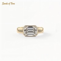 Bague en argent sterling 925 plaqué or avec moissanite VVS couleur D de 2 carats, taille coussin allongée, sertie griffes, motif géométrique simple, personnalisable