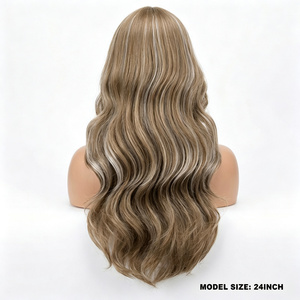 <b>Long</b> Wavy Blonde Human Hair <b>Wig</b> Natural Scalp Top Heat Resistant Soft Lightweight for Daily Wear - Product Image 4