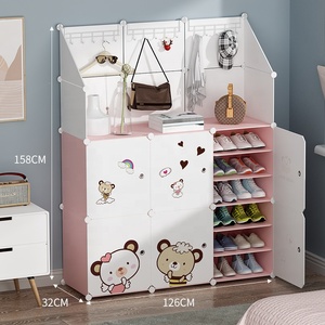 <span class=keywords><strong>Scarpiera</strong></span> Moderna <span class=keywords><strong>Rosa</strong></span> Estensibile a 4 Cubi e 8 Ripiani con Appendiabiti per Soggiorno e Magazzino - Product Image 6