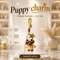 Porte-clés en peluche douce jaune, motif chiot de mode coréenne, durable et écologique, style urbain, avec lunettes cœur-œil de chien, pour filles