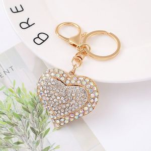 High Quality Heart Shape Metal Keychain Inlaid with Shiny Rhinestones Fashion Key Accessories <b>Bag</b> Pendant - Product Image 6