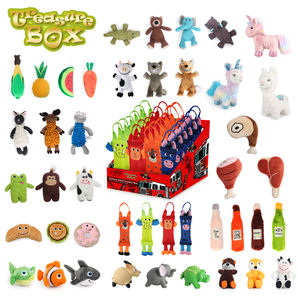 AFP Design personalizzato a colori per animali domestici giocattolo da masticare ampia varietà scatola del tesoro serie cane giocattolo giocattolo cigolante in lattice peluche cane da masticare Set di giocattoli - Product Image 1