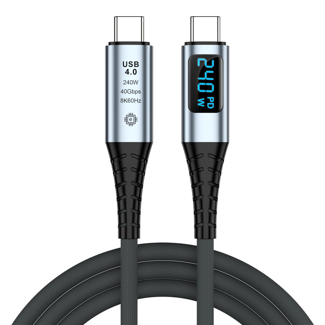 USB4 LED Digital Display USB C Cable 240W Fast Charging 40Gbps 8K60Hz Full Function Cable Compatible with Thunderbolt 4