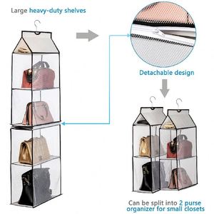 New Trend 4 <b>Shelf</b> Hanging Storage Bag for Handbag Hanging Mesh Bag Closet Organizer Dust Cover Bag Organizer - Product Image 3