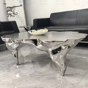 Decorazione per la casa moderna Design creativo astratto frattura superficie specchio lucidato in acciaio inox <span class=keywords><strong>tavolo</strong></span> scultura per lobby - Product Image 6
