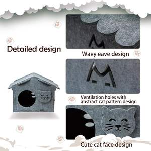 Casa para Gatos Plegable Moderna y Sostenible de Alta Calidad con Diseño de Fieltro de Poliéster Estampado, Color y Logotipo Personalizables - Product Image 4