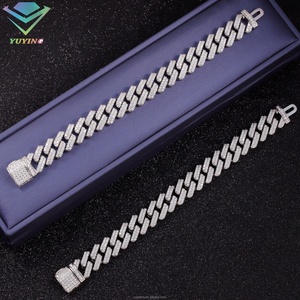 Cadena Cubana de Plata Esterlina S925 con Incrustaciones de Moissanita VVS de 13mm y 2 Filas, Collar y Pulsera de Moissanita - Product Image 4